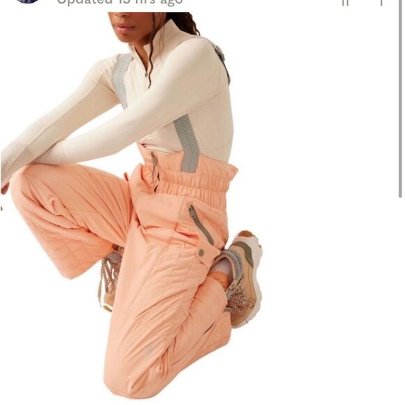 Free People All Prepped Ski Bib Waterproof Pants With Suspenders, Watermelon NEW - Picture 2 of 13